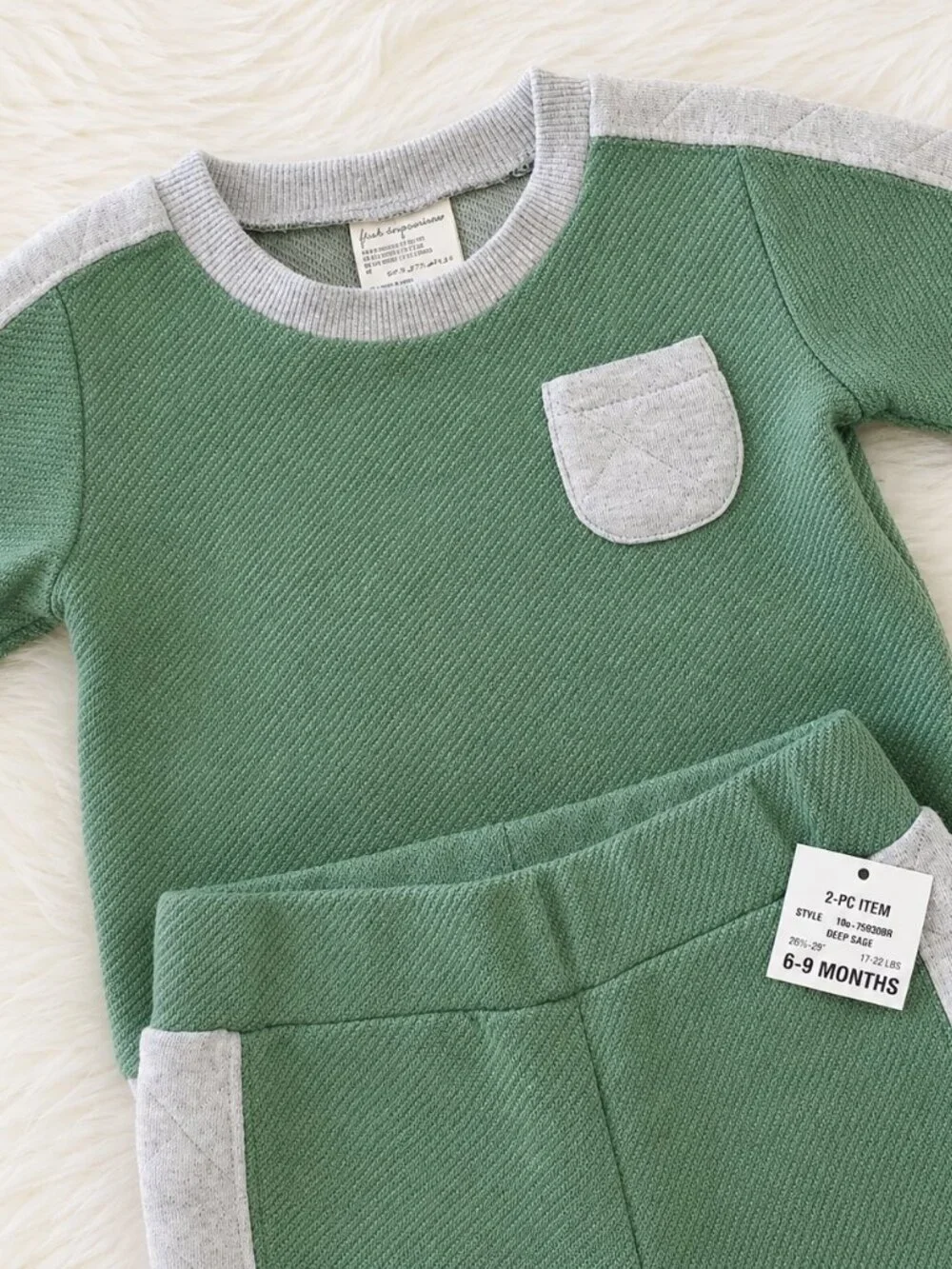 First Impressions Green Baby Boy 2-Pc. Shirt & Pants Set SZ 6-9M